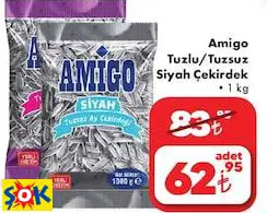 AMİGO TUZLU/TUZSUZ SİYAH ÇEKİRDEK 1 KG AMİGO TUZLU/TUZSUZ SİYAH ÇEKİRDEK 1 KG